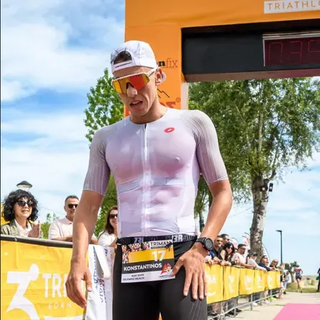 Konstantinos finishing a triathlon